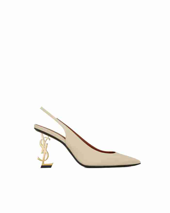 Saint Laurent Gold Metal Heel Slingback Pumps with Pointed Toe