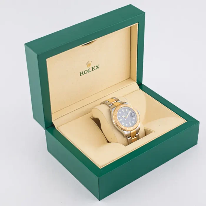 Rolex Yacht-Master Two-Tone Watch with Blue Dial and Gold Bezel