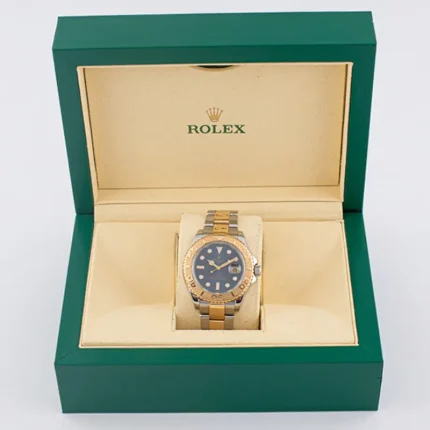 Rolex Yacht-Master Two-Tone Watch with Blue Dial and Gold Bezel